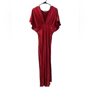 Petal and Pup Womens Ricki Dolman Maxi Dress V Neck Side Slit Elegant Wine Red M